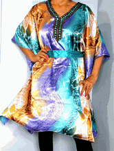 Load image into Gallery viewer, Tunic Top, Plus Size, Silky Satin, Printed and Sequined