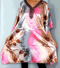 Load image into Gallery viewer, Tunic Top, Plus Size, Silky Satin, Printed and Sequined, with Belt
