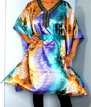 Load image into Gallery viewer, Tunic Top, Plus Size, Silky Satin, Printed and Sequined