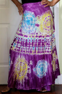 100% Fine Rayon Wrap Skirt ! Tie-Dye Print ! One Size Fits Most !