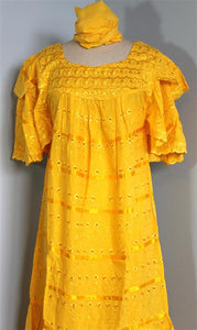 African Wrap Skirt Set ! Yellow color African skirt Set with scarf !
