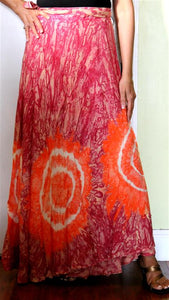 100% Fine Rayon Wrap Skirt ! Tie-Dye Print ! One Size Fits Most !