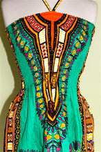 Load image into Gallery viewer, Dashiki Print Tube Halter Green Sun Dress or Skirt! One Size!