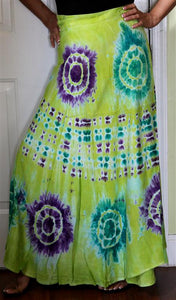100% Fine Rayon Wrap Skirt ! Tie-Dye Print ! One Size Fits Most !