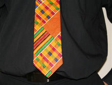 Load image into Gallery viewer, Men&#39;s African Tie! Kente Cloth! Matching Kufi Cap and kerchief available.