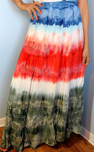100% Fine Rayon Wrap Skirt ! Tie-Dye Print ! One Size Fits Most !